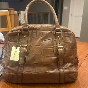 Lauren Ralph Lauren Gold Croc embossed satchel bag